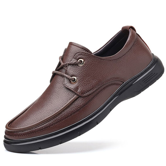 Genuine Leather Men's Casual Shoes Lace Up Leather Flat Footwear for driving Mart Lion Brown 38 