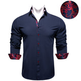 Men's Shirt Long Sleeve Cotton Red Button-down Collar Social Casual Shirts Men's DiBanGu Clothing Mart Lion CY-2226 S 