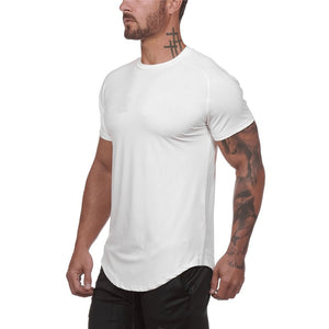 Mesh T-Shirt Clothing Tight Gym Men's Summer Tops Tees Homme Solid Quick Dry Bodybuilding Fitness Mart Lion White M 