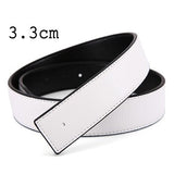 3.3cm 3.7cm Smooth Buckle belt without Buckle Real Genuine Leather Belt Body No Buckle Cowskin Belts Black Brown Blue White Red Mart Lion 3.3cm White China 105cm