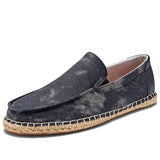 Men's Espadrilles Summer Breathable Flats Slip on Shoes Loafers Canvas Fisherman Driving Footwear Mart Lion Black 39 
