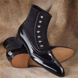 Men Brogue Ankle Boots Green Black Classic Retro Brock Short of Zapatos Hombre - MartLion