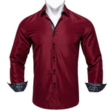 Long Sleeve Shirts For Men Solid Red Blue Black Splicing Paisley Mens Designer Clothes Camisa Masculina Men Social Dress Shirt Mart Lion CY-2206 S 