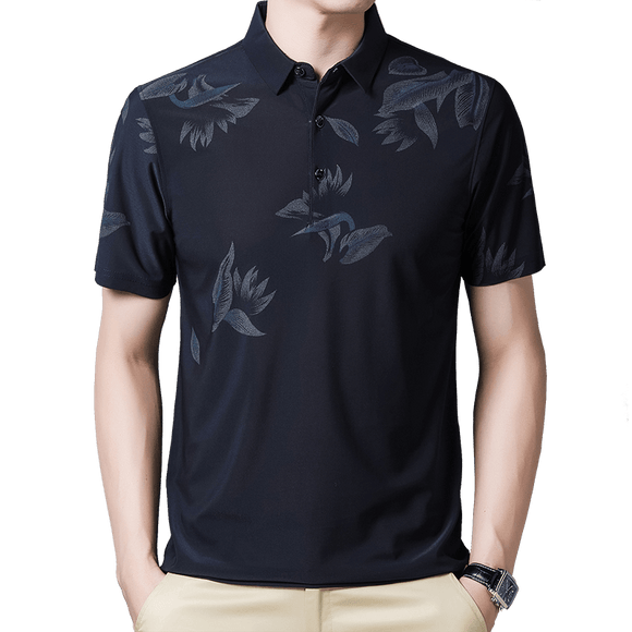  Summer Men's T Shirt Casual Print Short Sleeve Tshirt for Silm Fit Turn-down Collar Mart Lion - Mart Lion