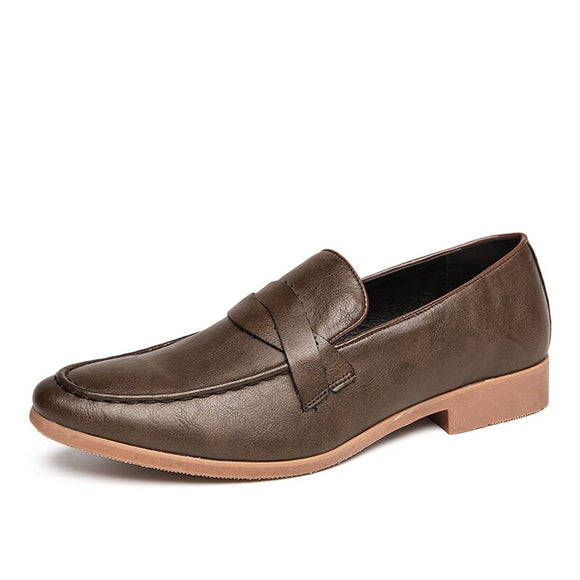 Slip On Casual Men's Loafers Microfiber Leather Shoes Formal Dress Mart Lion Auburn 38 