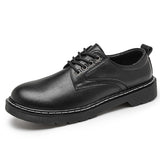 Black Men's Leather Shoes Luxury Work Sneakers Casual Mart Lion   