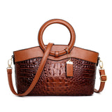 Women Luxury Handbags Women Bags Designer Crossbody Bags Female Crocodile Leather Handbag Ladies Shoulder Bag Tote Retro Handbag Mart Lion Auburn  