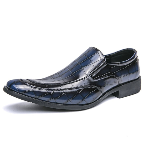 Square Toe Dress Shoes Men's Slip On Party Loafers Formal Chelsea Social Wedding Footwear Mart Lion Blue 37 