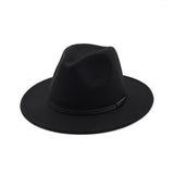Fedora Hat Black Leather Belt Ladies Hat Decoration Felt Hats For Women Wool Blend Simple British Style Men's Panama Hat Mart Lion Black One Size 