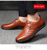 Men British Shoes Round Head Soft Sole Surface Natural Genuine Leather Casual Office Black Brown Plus Mart Lion   