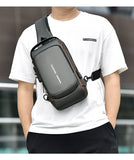  Multifunction Patent Leather Chest Bag Men's Waterproof Crossbody Bag Anti-theft Travel Bag Male USB Charging Chest Bag Pack Mart Lion - Mart Lion