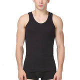 Summer Men's Vest Solid Tunic Tees Tank Tops Vest for Men T-Shirt Slim Solid Cotton Fine Rib Undershirt Sport Running Vest Mart Lion Black L 