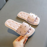 Summer Fashion Flat Slippers for Teenage Girls Beach Shoes Rivet Slippers Mart Lion Pink 26  inner16.6cm 