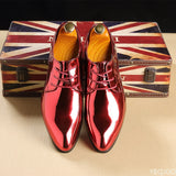 Patent Leather Men's Wedding Shoes Gold Blue Red White Oxfords Shoes Designer Pointed Toe Dress Shoes Mart Lion   