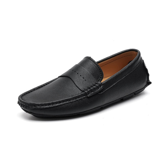 Men's Penny Loafers Genuine Leather Moccasin Driving Shoes Casual Slip On Flats Boat Mart Lion 02 Black 6.5 China