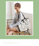 Women Canvas Shopping Bags Eco Reusable Foldable Shoulder Bag Large Capacity Handbags Casual Cute Shopping Bags Mart Lion - Mart Lion