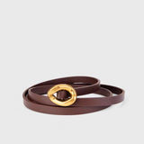 Literary Ladies Belt Trend Design Irregular Twist Shape Thin Belt Decorative Accessories Leather Belt Wear Resistant Mart Lion Dark Brown S152 China 100CM