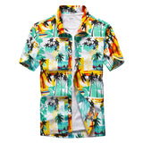 Men's Short Sleeve Hawaiian Shirt Colorful Print Casual Beach Hawaiian Shirt Mart Lion 15 yellow Asian size 2XL 