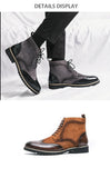 British Ankle Boots Men's Shoes Retro PU Stitching Faux Suede Brock Carving Lace Up Classic Casual Street Daily Mart Lion   