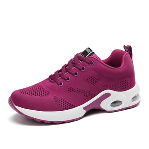 Thick-Soled Ladies Sneakers Korean Student Mesh Casual Shoes Breathable Soft Bottom Cushion Running Mart Lion purple 4.5 