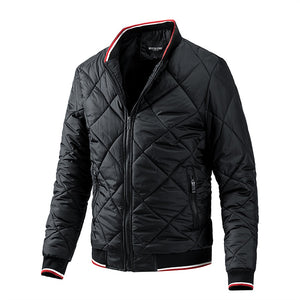  Men's  Parkas Solid Color Stand Collar Diamond Lattice Zipper Jackets Autumn Winter Warm Coats Clothing Mart Lion - Mart Lion