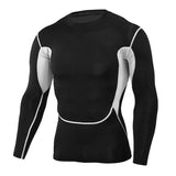 Men's Bodybuilding Sport T-shirt Quick Dry Running Shirt Long Sleeve Compression Top Gym Fitness Tight Rashgard Mart Lion TC-107 M 