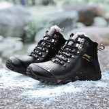 Men's Winter Snow Boots Waterproof Leather Sneakers Super Warm Outdoor Hiking Work Shoes Cycling Mart Lion   