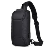 Men's Waterproof USB Oxford Crossbody Bag Anti-theft Shoulder Sling Multifunction Short Travel Messenger Chest Pack For Male Mart Lion Black 18 x 9 x35 cm 
