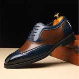 Men Classic Retro British Brogue Shoes Men's Lace-Up Leather Dress Office Flats Men Oxfords Mart Lion   