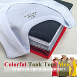 Tank Tops Men's Summer 100% Cotton Cool Fitness Vest Sleeveless Tops Gym Slim Colorful Casual Undershirt Male 7 Colors 1PCS Mart Lion   