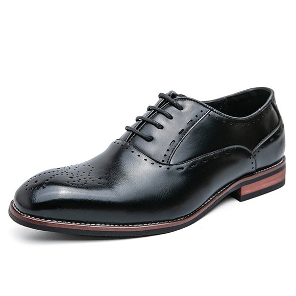 British Men's Dress Shoes Classic Formal Split Leather Elegant Sapato Social Masculino Mart Lion Black 37 
