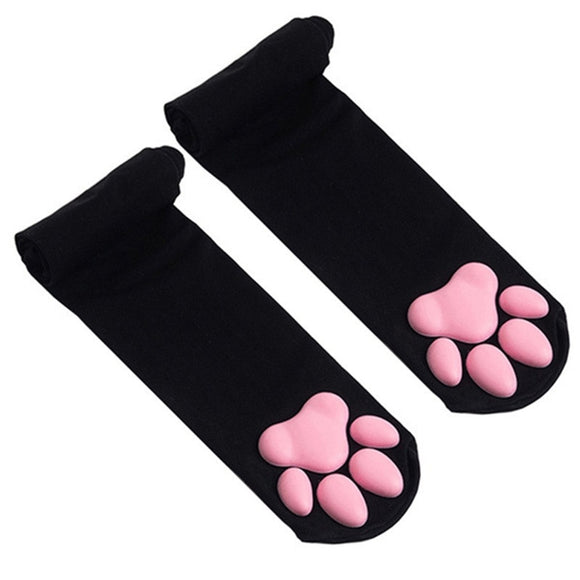 Cat Meat Cushion Kawaii Girls Knee High Socks 3D Cat Claw Paws Socks Over Knee Socks Women Long Stockings Cosplay Lolita Mart Lion black One Size 