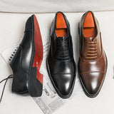Red Sole Men's Shoes Black Brown Oxfords Square Toe Lace-up Wedding with Mart Lion   