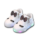 Children Glowing Sneakers Kid Princess Bow for Girls LED Shoes Luminous Baby Kids Flat Cute Baby Light Mart Lion white 21-Insole 13.5cm 