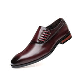 Men Retro Casual Shoes Men's Lace-Up Leather Dress Office Flats Wedding Party Oxfords Mart Lion   