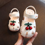Summer Baby Girls Sandals Cute Cherry Closed Toe Toddler Infant Kids Shoes Princess Walkers Little Girls Shoes Sandals Mart Lion White 15 