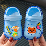 Kids Sandals for Girls Boys Cartoon Summer Children Garden Shoes Toddler Baby Slippers Soft Sole Anti-Slip Shoes Mart Lion blue 18 