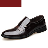 Patent Leather Men's Dress Shoes Slip-on For Basic Classic Formal British Mart Lion Brown Flats 5 