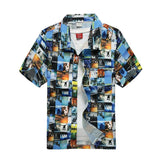 Aloha Shirts Men's Clothes Summer Camisa Havaiana Colorful Printed Short Sleeve Hawaiian Beach Shirts Mart Lion 79 light blue 2XL for 180CM 80KG 