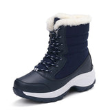 Women Snow Boots Winter Warm Shoes Outdoor Waterproof Non-slip Plush Casual Shoes Ankle Winter With Thick Fur Mart Lion Blue 35 