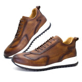 Men's Casual Shoes Genuine Leather Designer Oxford Handmade Sneakers Outdoor Street Flat Mart Lion   