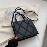 Women Shoulder Bag Trendy Plaid Pu Leather Crossbody Bags Ladies Handbags Designer Top Handle Bag Mart Lion Black  