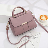 Handbag Women Solid Color PU Leather Small Square Bag Designer Trend Casual Tote Shoulder Crossbody Bag Bolsa Mart Lion Pink  