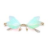  Butterfly Sunglasses Rimless Dragonfly Wing Women Vintage Clear Ocean Lens Eyewear Men Pink Shades UV400 Mart Lion - Mart Lion