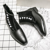 Men's Classic Ankle Boots PU Stitching Color Blocking Casual Party Daily Brock Twist Buckle Retro Shoes Mart Lion   