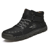Genuine Leather Men Ankle Boots Platform Walking Design Soft Leather Office Boots Sneakers Mart Lion Black 39 