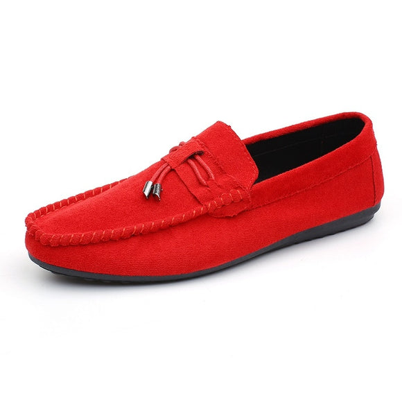 Suede Casual Shoes Men's Soft Sole Shoes Slip-On Loafers Moccasins Driving Mart Lion Red 39 
