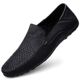 Leather Men's Breathable Driving Shoes Luxury Brands Formal Loafers Moccasins Lazy Black Mart Lion   