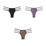 3pcs Low Rise Leopard Panties For Woman String Underwear Briefs Solid Panties Ladies Seamless Panty Mart Lion black-gray-leopard M China|3PCS