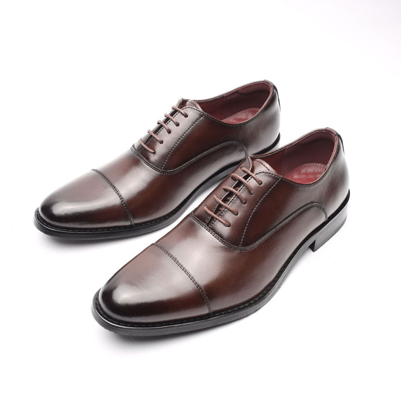 Men's Split Leather Shoes Rubber Sole Office Dress Lether Genuine Leather Wedding Party Mart Lion Dark brown 38 